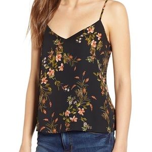 LEITH Black Floral Spaghetti Strap Camisole Top